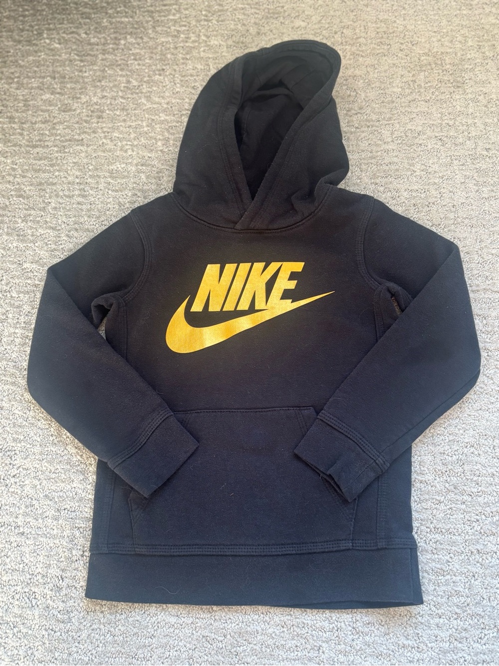 Nike Kids Black Hoodie with Gold Swoosh